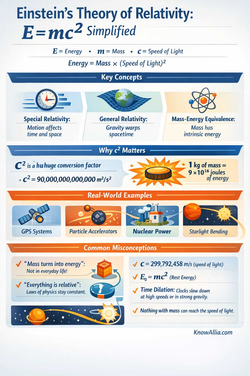 Einstein's theory of relativity simplified with a colorful illustration of a spaceship and energy symbols.