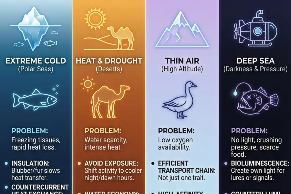 Animal adaptation strategies that help species survive in extreme environments, showcasing incredible survival techniques.