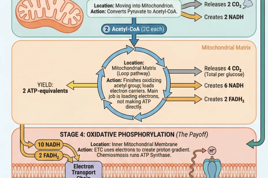 Cellular respiration explained through the process of ATP production, glycolysis, and the Krebs cycle in this detailed infographic…