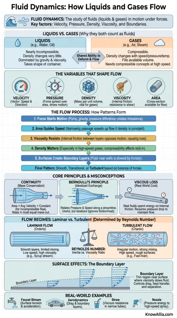 Fluid Dynamics How Liquids and Gases Flow infographic