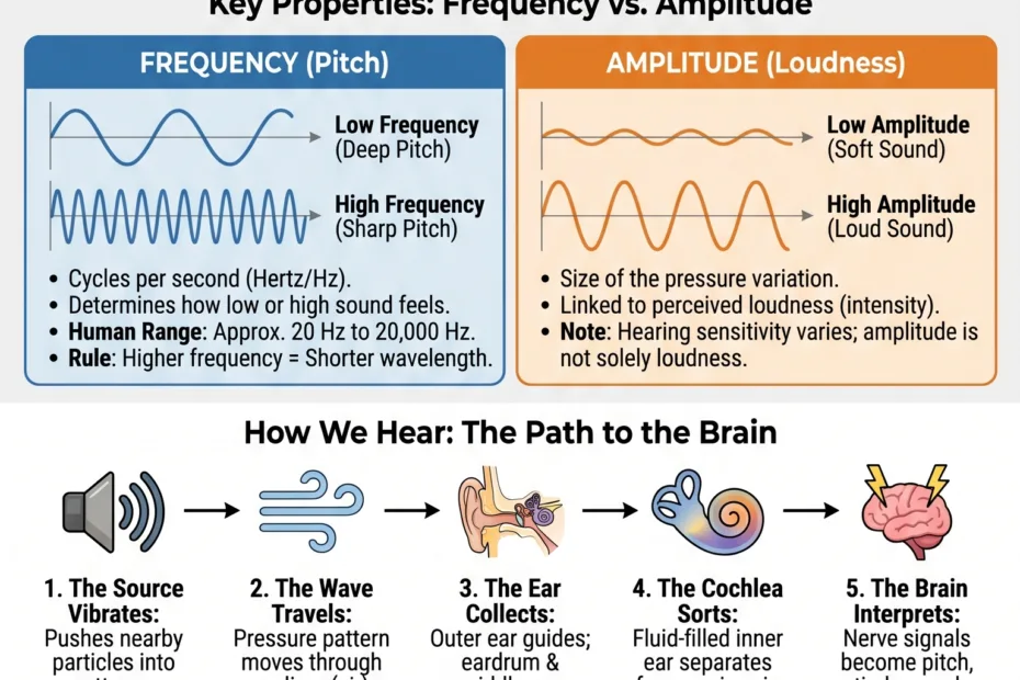 Sound waves: how frequency and amplitude shape what we hear and affect our perception of sound.