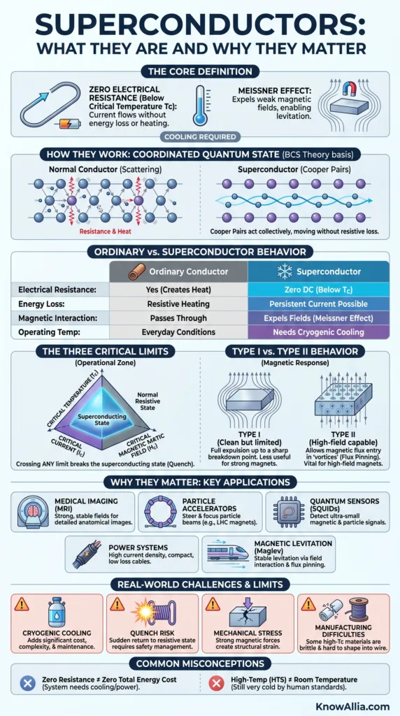 Superconductors explained: this infographic details how they can conduct electricity without resistance and their potential applic…