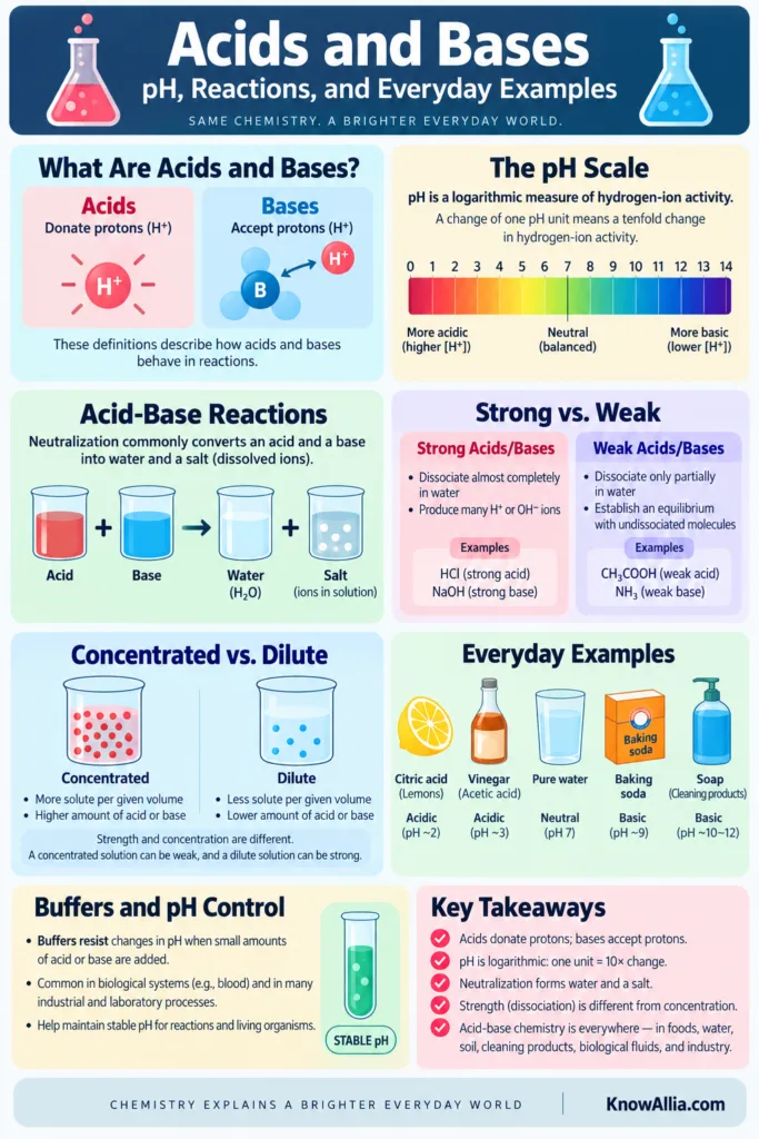 Acids and bases explained with pH levels, reactions, and everyday examples for better understanding.